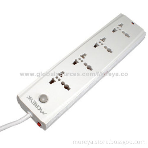 Power Strip, Universal Standard for AU, EU, UK, US Usage with 4 Ways, Surge/Overload Protection